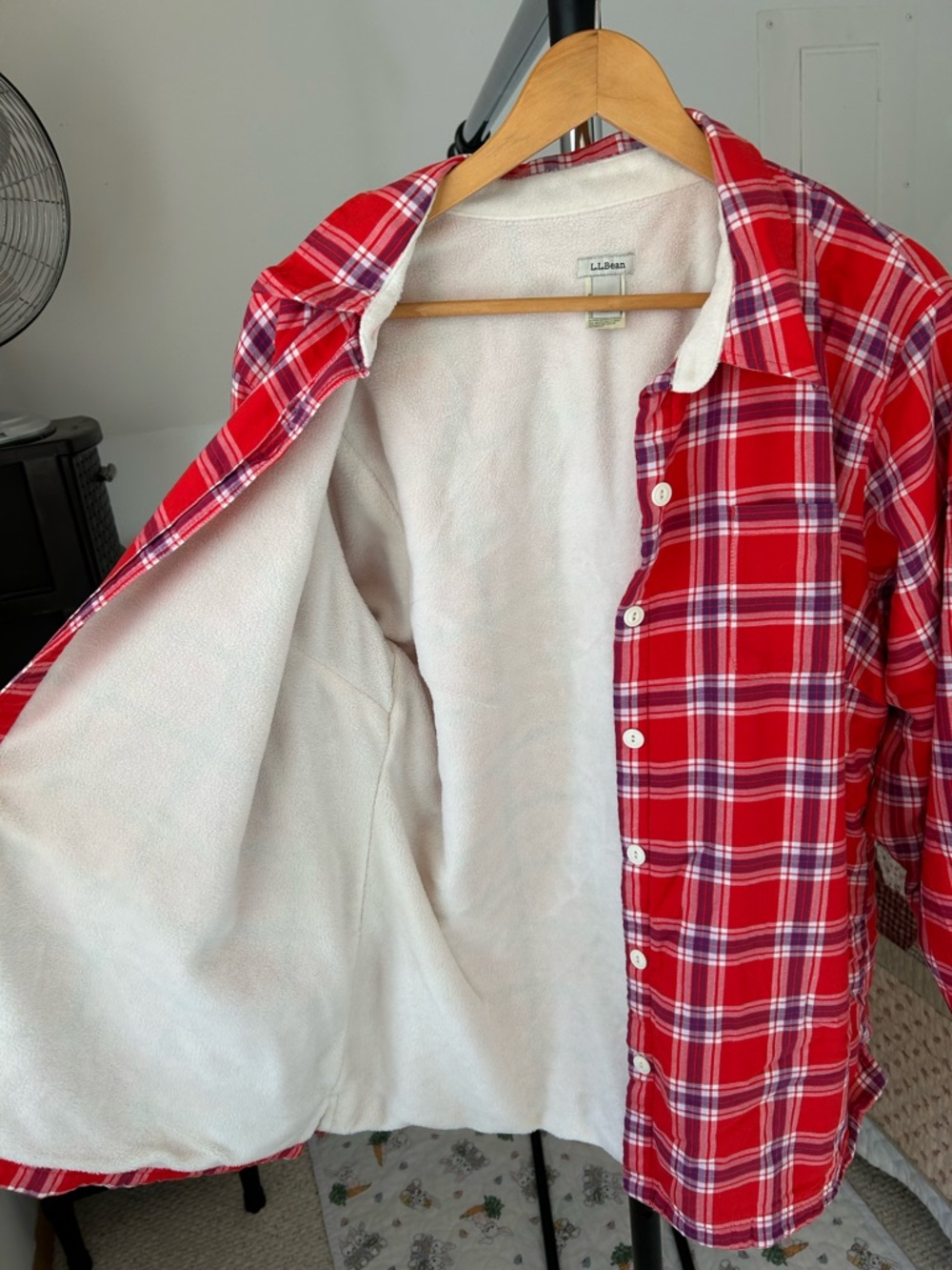 LL Bean Fleece Lined Plaid Flannel Button Down Shirt Jacket Shacket 1X